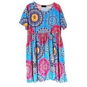 Hanna Nikole Aztec Print Jersey Midi Dress Short Sleeve 24W EUC